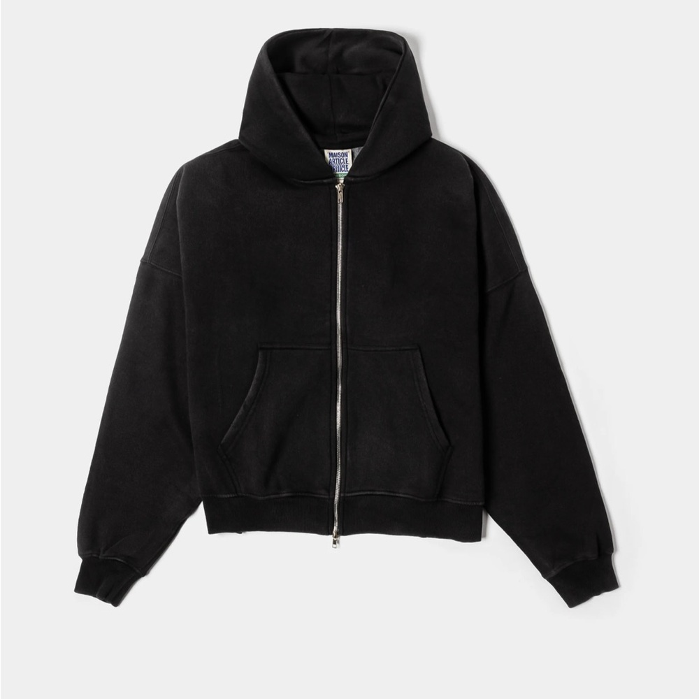 Maison Article Black Tech Zip-Up Hoodie Size Large NWT